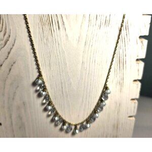 Gold-Tone 1928 Necklace Clear blue Teardrop Beads minimalist elegant neutral